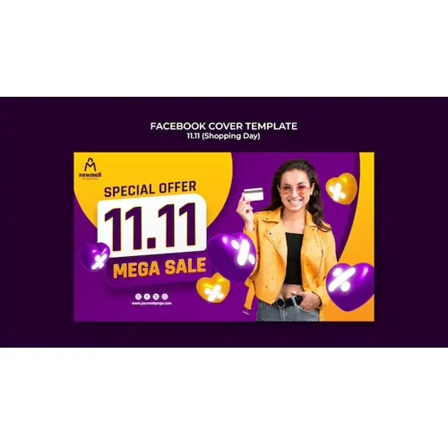 11.11 flash sale facebook cover template