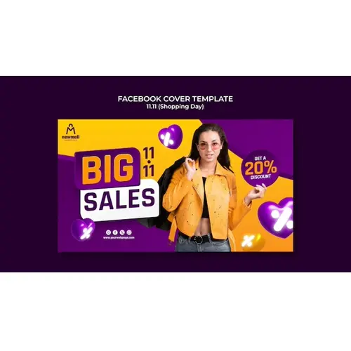 11.11 flash sale facebook cover template