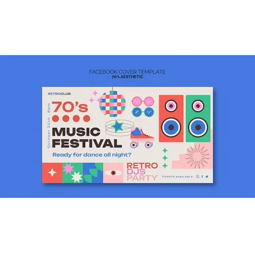 70s aesthetic facebook cover template