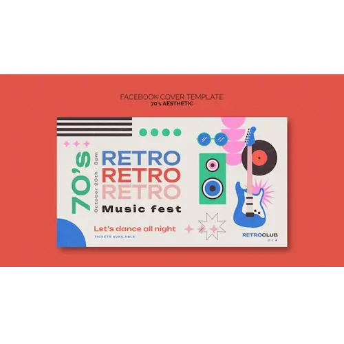 70s aesthetic facebook cover template