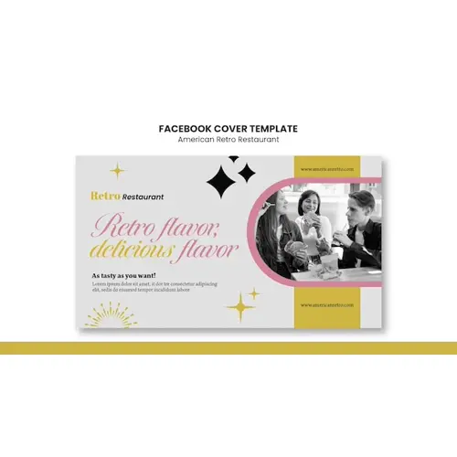 American retro restaurant facebook cover template