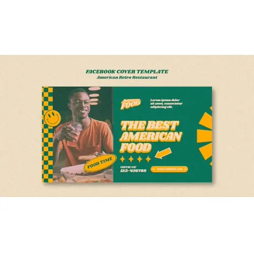 American retro restaurant facebook cover template