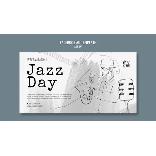 Artistic jazz day facebook ad template