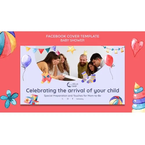 Baby shower celebration facebook cover template