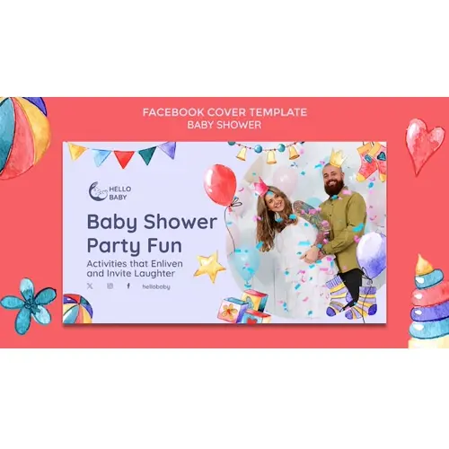Baby shower celebration facebook cover template