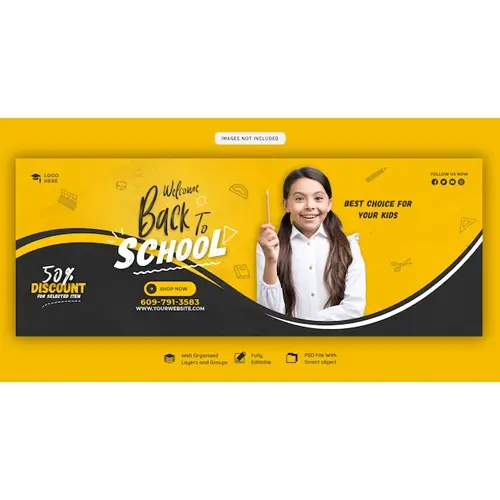 Back to school Facebook cover banner template