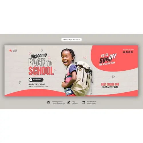 Back to school Facebook cover banner template