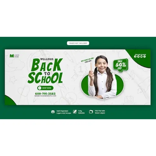 Back to school Facebook cover banner template