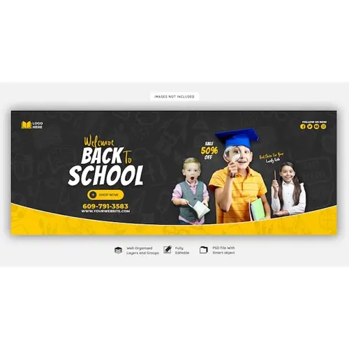 Back to school Facebook cover banner template