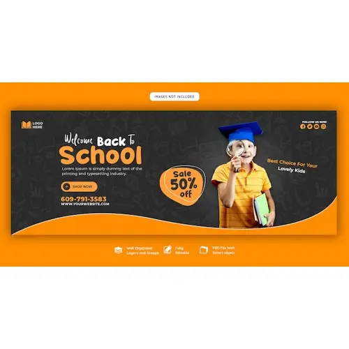 Back to school Facebook cover banner template