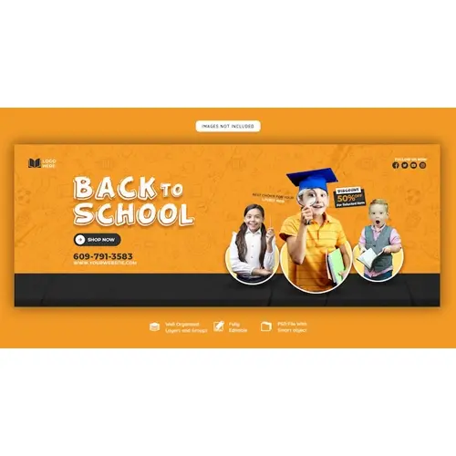 Back to school Facebook cover banner template