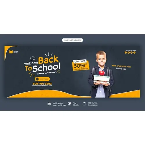 Back to school Facebook cover banner template