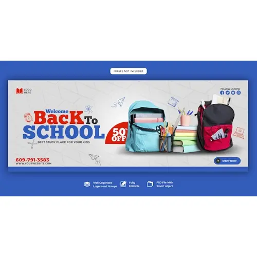 Back to school Facebook cover banner template