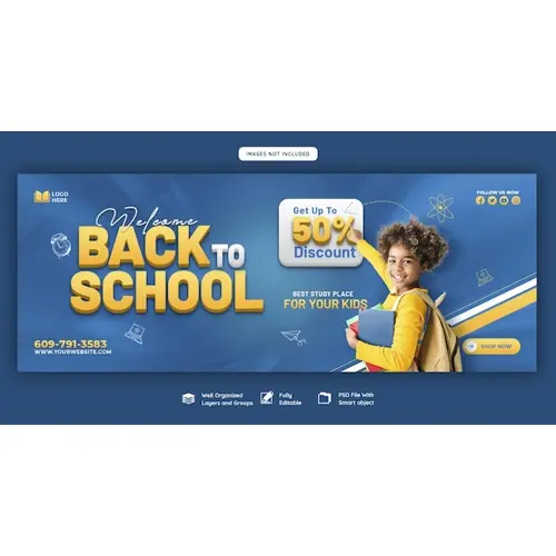 Back to school Facebook cover banner template