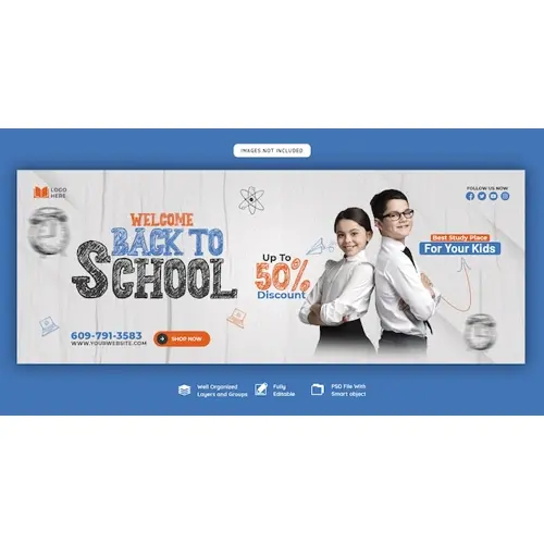 Back to school Facebook cover banner template