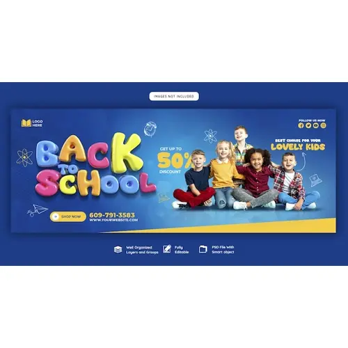 Back to school Facebook cover banner template
