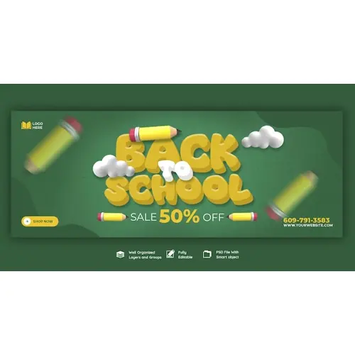 Back to school Facebook cover banner template