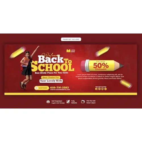 Back to school Facebook cover banner template