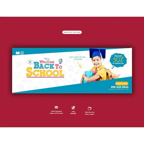 Back to school Facebook cover banner template