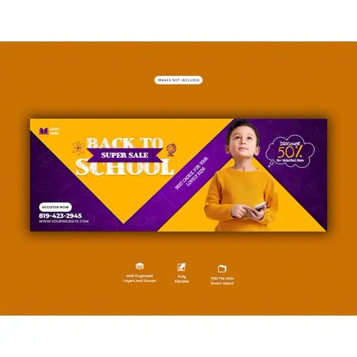 Back to school Facebook cover banner template