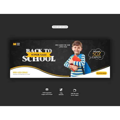 Back to school Facebook cover banner template