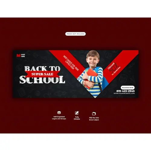 Back to school Facebook cover banner template