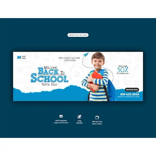 Back to school Facebook cover banner template