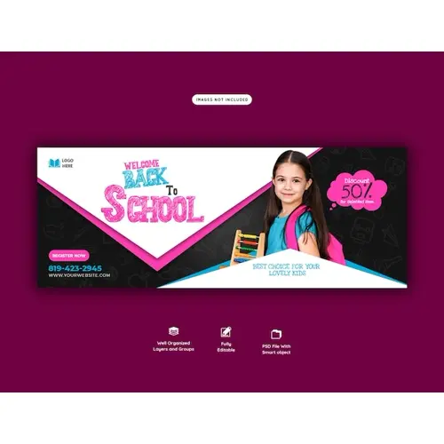 Back to school Facebook cover banner template