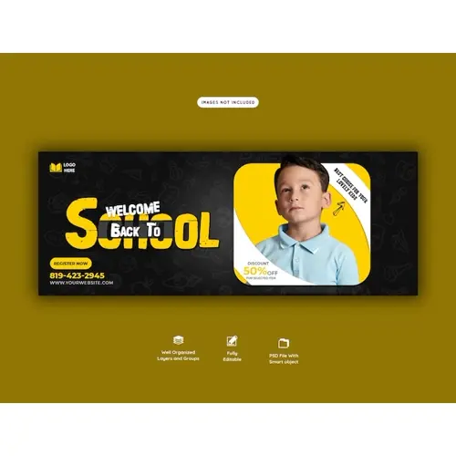 Back to school Facebook cover banner template