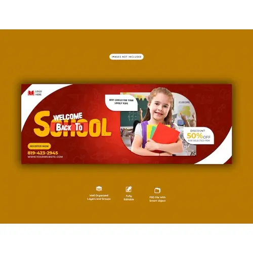Back to school Facebook cover banner template