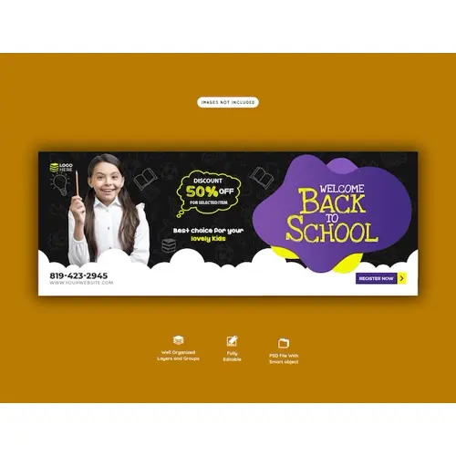 Back to school Facebook cover banner template