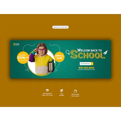 Back to school Facebook cover banner template