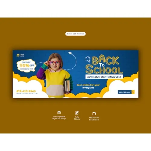Back to school Facebook cover banner template
