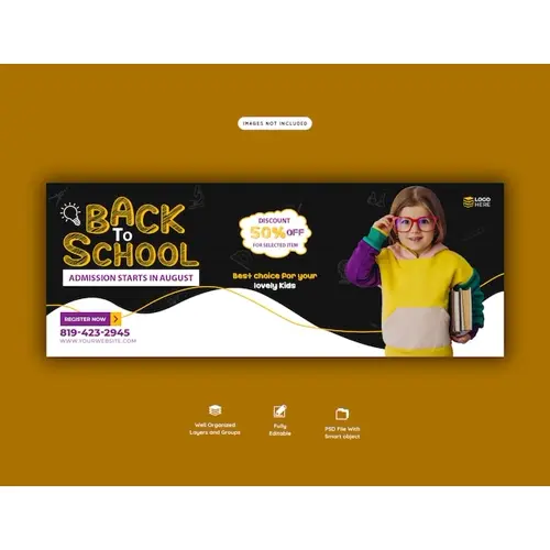 Back to school Facebook cover banner template