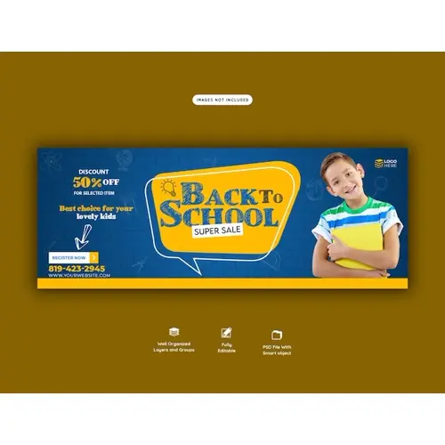 Back to school Facebook cover banner template