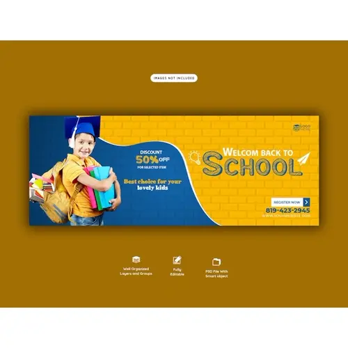 Back to school Facebook cover banner template