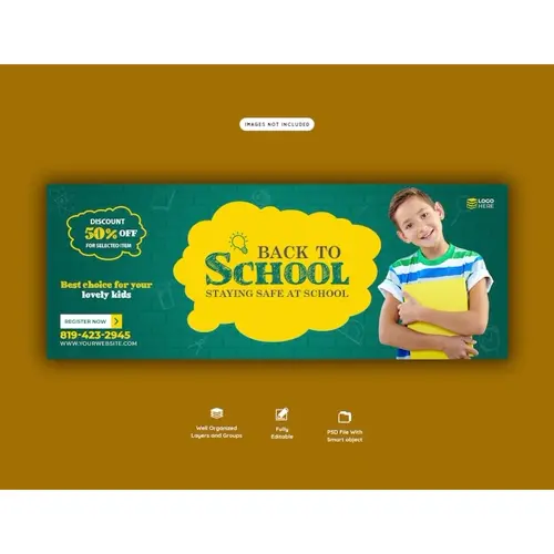 Back to school Facebook cover banner template