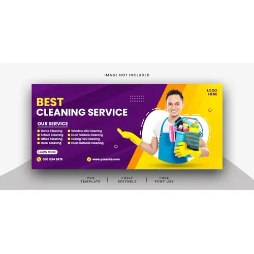 Best Cleaning Service Social Media Facebook Cover Banner Template
