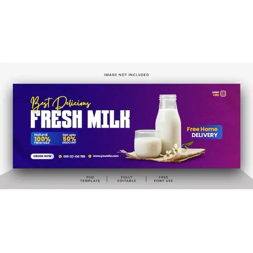 Best Delicious Fresh Milk Social Media Facebook Cover Banner Template