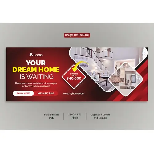 Beutiful Home For Sale Real Estate Facebook Cover  Timeline Template