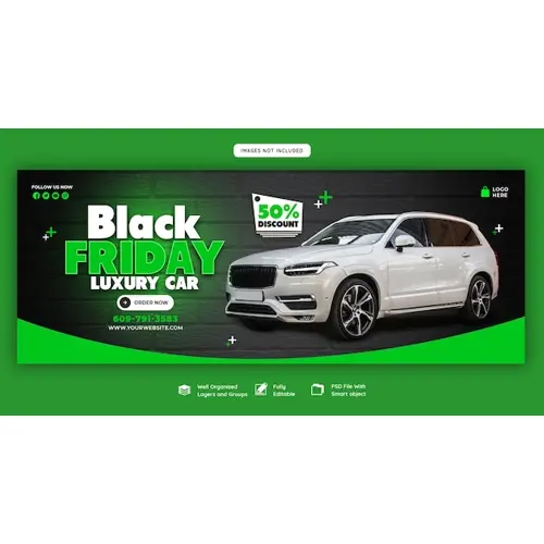 Black Friday car and automotive super sale facebook cover template