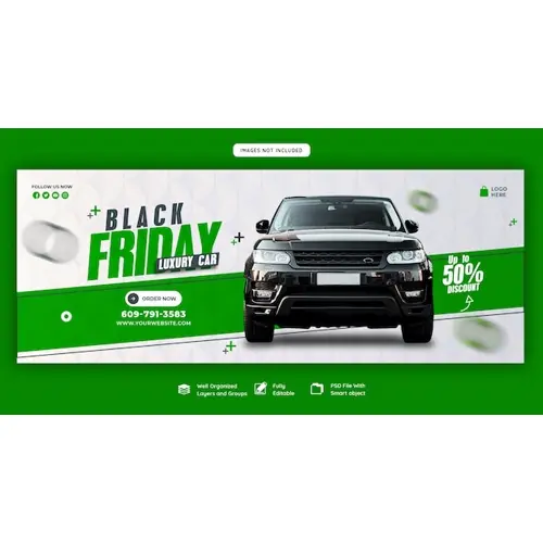 Black Friday car and automotive super sale Facebook cover template