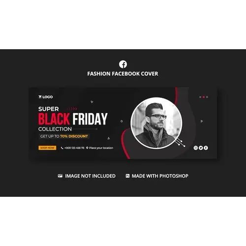 Black friday fashion collection facebook cover banner template