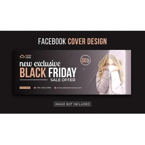 Black friday fashion sale facebook cover banner template