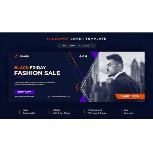 Black Friday fashion sale Facebook cover and web banner template