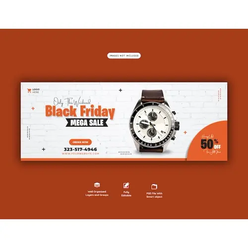 Black friday mega sale facebook cover banner template