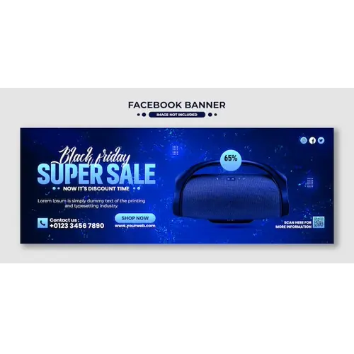Black friday mega sale promotion facebook cover and web banner template