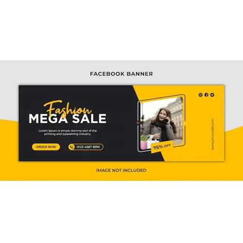 Black friday mega sale promotional social media, Facebook cover and web banner template