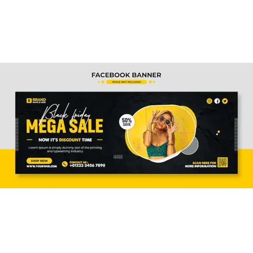 Black friday sale banner promotional facebook cover banner template