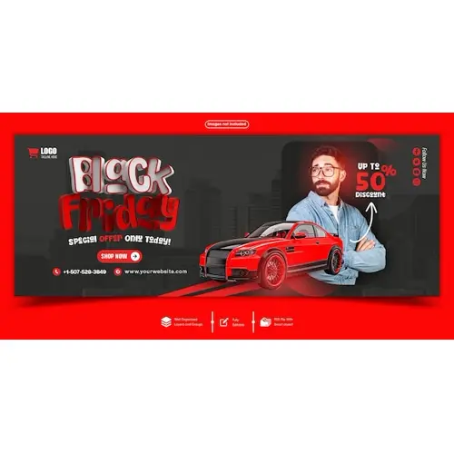 Black Friday sale Facebook cover banner template